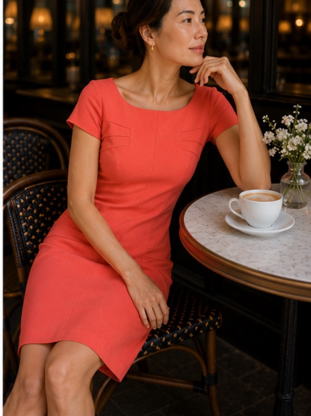 David Meister Vivid Burnt Orange Dress